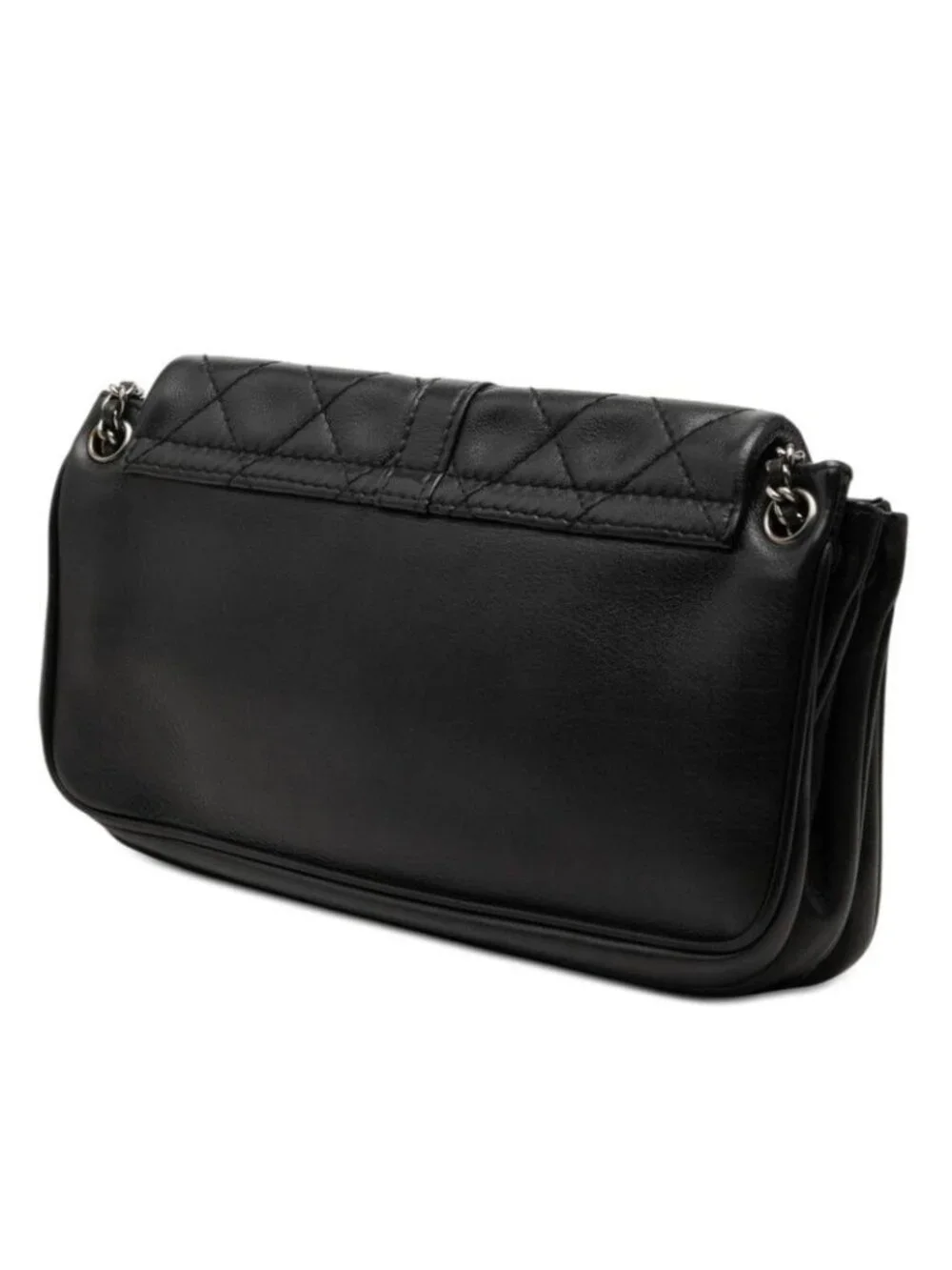 Chanel CC Logo 2.55 Quilted Chain Shoulder Bag Black Lambskin